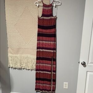American Eagle Outfitters Burgundy and Black Patterned Maxi Dress